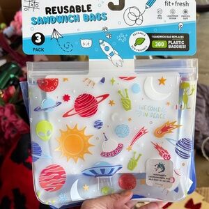 Kids Reusable Sandwich Bags - Space Theme